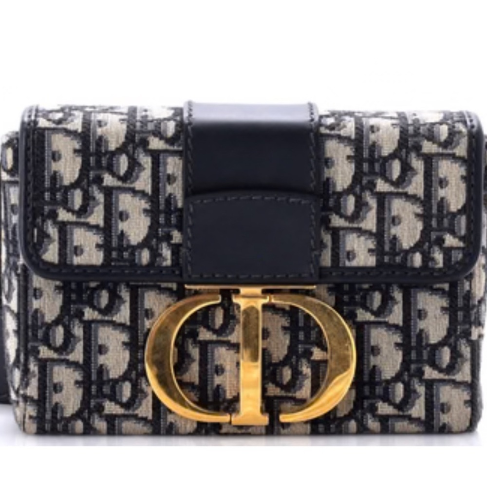 Dior Monogram Canvas Wallet with Gold Accent
